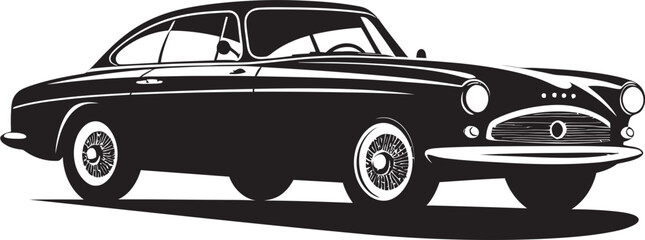Retro Thrust Vintage Car Black Iconic Identity Vintage Speed Black Vector Car Emblematic Symbol