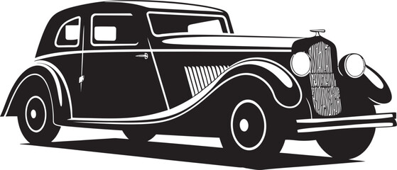 Timeless Heritage Black Vector Vintage Car Precision Classic Era Concept Vintage Car Emblematic Symbol
