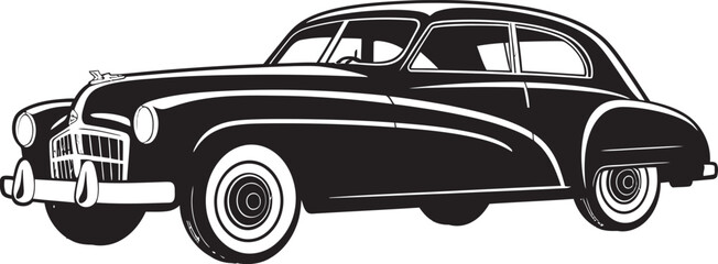 Retro Thrust Vintage Car Black Iconic Identity Vintage Speed Black Vector Car Emblematic Symbol