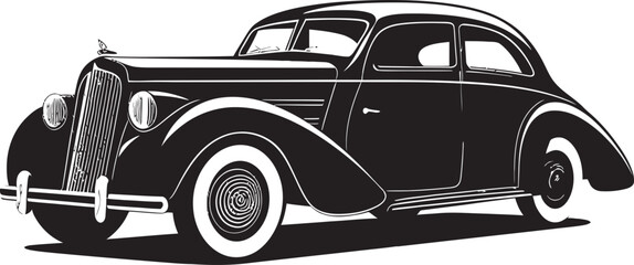 Retro Thrust Vintage Car Black Iconic Identity Vintage Speed Black Vector Car Emblematic Symbol