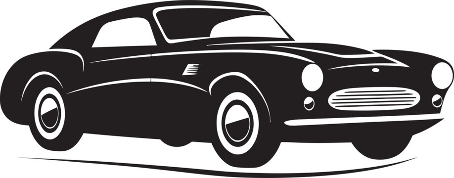 Vintage Legend Black Vector Car Symbolic Icon Nostalgic Revival Vintage Car Black Emblematic Design