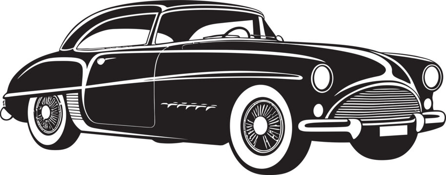 Timeless Drive Vintage Car Iconic Black Precision Classic Essence Black Vector Vintage Car Emblem