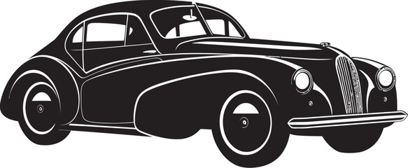 Historical Fusion Concept Vintage Car Iconic Design Retro Legacy Black Vector Vintage Car Emblematic Symbol