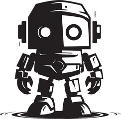 Tiny Titan Combat Robot in Black Vector Design Bitty Battler Cute Tiny Combat Bot Symbol