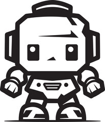 Fototapeta premium Nano Knight Combat Robot in Black Vector Design Mini Mech Tiny Combat Robot in Black Vector Logo