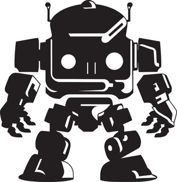 Mini Mech Tiny Combat Robot in Black Vector Logo Adorable Defender Cute Tiny Combat Bot Emblem