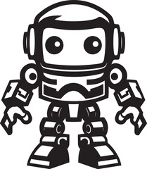 Adorable Defender Cute Tiny Combat Bot Emblem Pocket Protector Black Vector Cute Combat Robot Icon