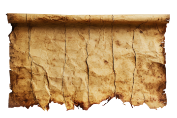 Horizontal banner made of old paper, cut out - stock png.