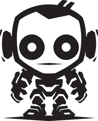 Tiny Titan Combat Robot in Black Vector Design Bitty Battler Cute Tiny Combat Bot Symbol
