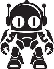 Sweet Sentinel Cute Tiny Combat Bot Emblem Nano Knight Combat Robot in Black Vector Design