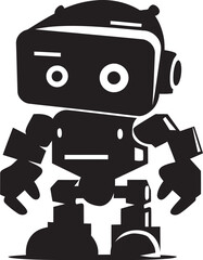 Mini Mech Tiny Combat Robot in Black Vector Logo Adorable Defender Cute Tiny Combat Bot Emblem