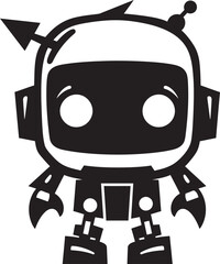 Micro Guardian Black Vector Combat Robot Symbol Sweet Sentinel Cute Tiny Combat Bot Emblem