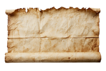 Horizontal banner made of old paper, cut out - stock png.