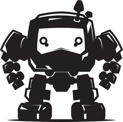 Obraz premium Nano Knight Combat Robot in Black Vector Design Mini Mech Tiny Combat Robot in Black Vector Logo