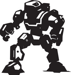 Mini Mech Tiny Combat Robot in Black Vector Logo Adorable Defender Cute Tiny Combat Bot Emblem