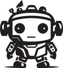Tiny Titan Combat Robot in Black Vector Design Bitty Battler Cute Tiny Combat Bot Symbol
