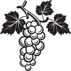 Harvest Abundance Black Vector Grapevine Emblem Grapes and Citrus Vine of Grape with Grapefruit Logo