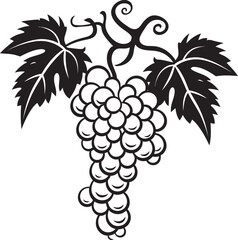 Grapes and Citrus Vine of Grape with Grapefruit Logo Vineyard Fusion Grapevine Black Iconic Symbol