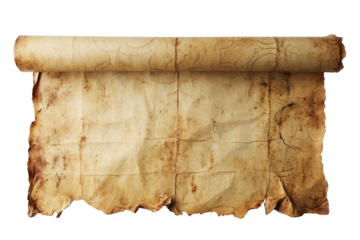 Horizontal banner made of old paper, cut out - stock png.