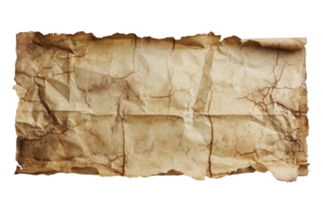 Horizontal banner made of old paper, cut out - stock png.