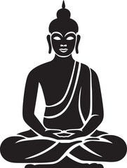 Sacred Tranquility Lord Buddha Black Design Enlightened Reverence Black Vector Buddha Symbol