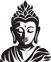 Enlightened Reverence Black Vector Buddha Symbol Divine Peace Lord Buddha Black Iconic Emblem