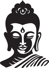 Buddhas Radiance Lord Buddha Icon in Black Eternal Wisdom Black Vector Buddha Symbolism