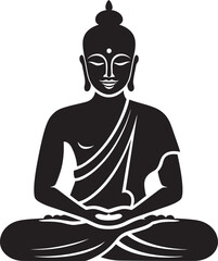 Eternal Wisdom Black Vector Buddha Symbolism Spiritual Harmony Lord Buddha Black Emblem