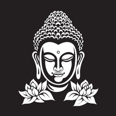 Spiritual Harmony Lord Buddha Black Emblem Mystic Enlightenment Buddha in Black Vector