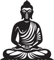 Enlightened Reverence Black Vector Buddha Symbol Divine Peace Lord Buddha Black Iconic Emblem