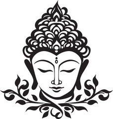 Divine Peace Lord Buddha Black Iconic Emblem Zen Tranquility Buddha in Black Vector Design