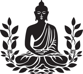 Eternal Wisdom Black Vector Buddha Symbolism Spiritual Harmony Lord Buddha Black Emblem