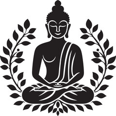 Transcendental Peace Lord Buddha Emblematic Design Zen Harmony Buddha in Black Vector Symbolism