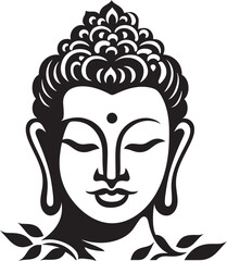 Zen Harmony Buddha in Black Vector Symbolism Spiritual Icon Black Vector Lord Buddha Logo