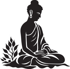 Serenity Lotus Black Vector Buddha Emblem Divine Tranquility Lord Buddha Black Icon