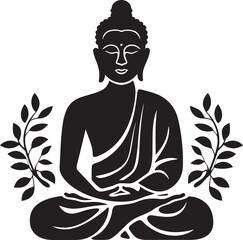 Spiritual Icon Black Vector Lord Buddha Logo Awakened Serenity Buddha Black Iconic Symbol
