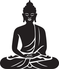 Enlightenment Path Lord Buddha Black Vector Design Peaceful Radiance Black Vector Buddha Symbol