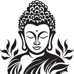 Peaceful Radiance Black Vector Buddha Symbol Buddhas Grace Lord Buddha Icon in Black