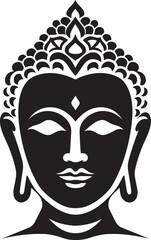 Enlightened Serenity Lord Buddha Black Vector Emblem Divine Wisdom Buddha in Black Vector Symbol