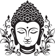 Spiritual Icon Black Vector Lord Buddha Logo Awakened Serenity Buddha Black Iconic Symbol