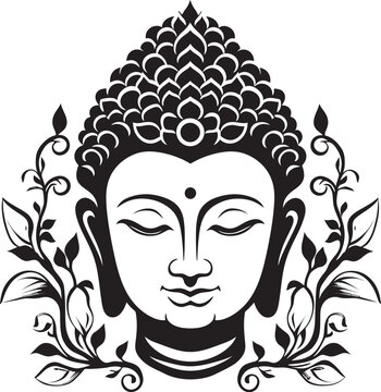Spiritual Icon Black Vector Lord Buddha Logo Awakened Serenity Buddha Black Iconic Symbol