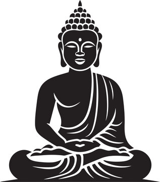 Peaceful Radiance Black Vector Buddha Symbol Buddhas Grace Lord Buddha Icon in Black