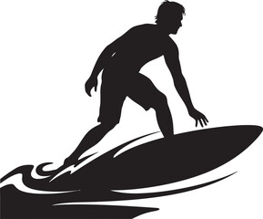Aqua Thrills Black Logo of Surfing Guy Surf Serenity Black Logo with Guy Riding Waves