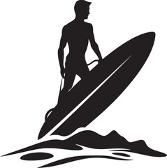 Tidal Thrills Surfing Guy in Black Logo Surfing Euphoria Black Emblematic Design