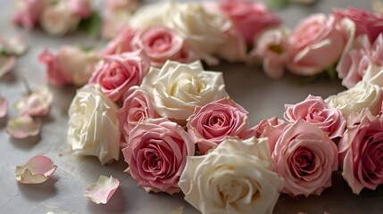 Obraz premium Pink and White Roses Bouquet. (Generative AI).