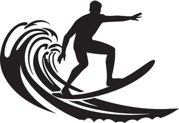 Tidal Motion Black Guy Surfing Iconic Design Surfing Euphoria Guy in Black Logo Emblem