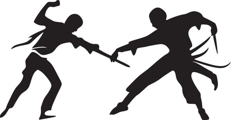 Dual Warriors Black Iconic Fighting Duo Battle Impact Two Men Fighting Emblem