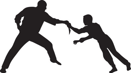 Combatant Duo Black Fighting Logo Design Conflict Resolution Men Fighting in Black