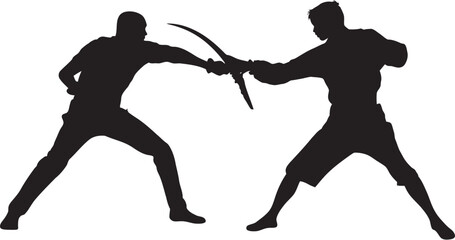 Conflict Resolution Men Fighting in Black Warrior Challenge Black Dual Combat Icon