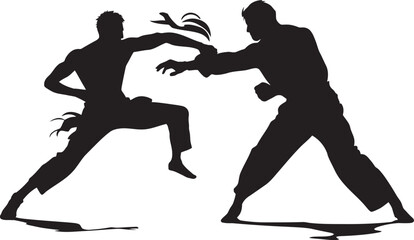 Dual Warriors Black Iconic Fighting Duo Battle Impact Two Men Fighting Emblem